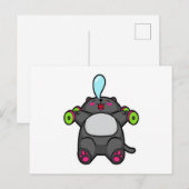 Carte Postale Entraînement de chat sur la poitrine avec haltères (Devant / Derrière)