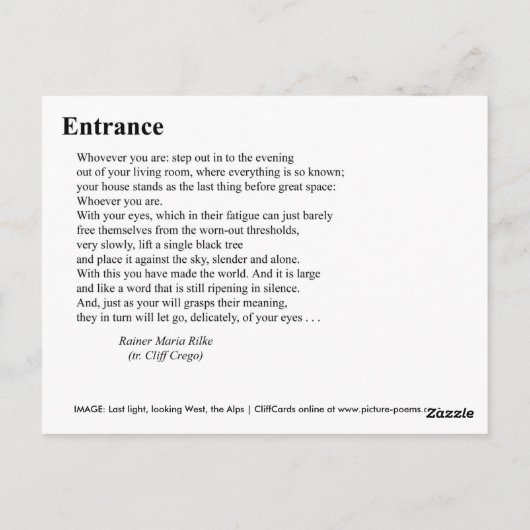 CARTE POSTALE ENTRÉE (Dos)