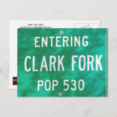 CARTE POSTALE ~ "Entrée Clark Fork!" (Devant / Derrière)