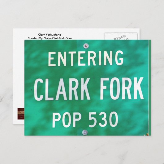 CARTE POSTALE ~ "Entrée Clark Fork!" (Devant / Derrière)
