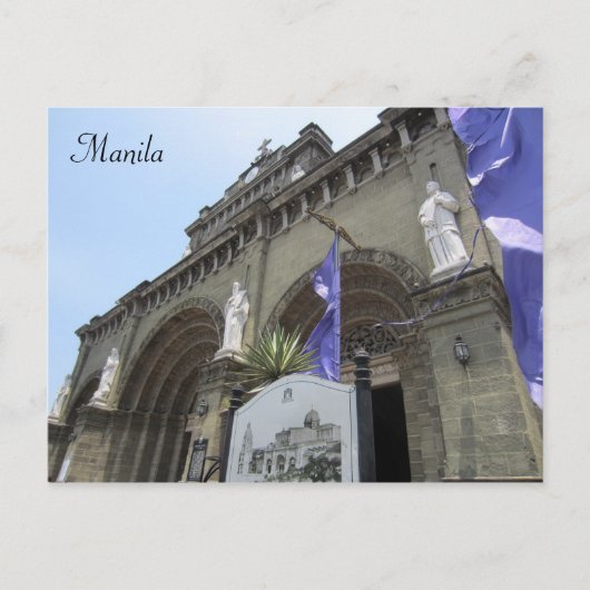 Carte Postale entrée de la cathédrale de Manille (Devant)