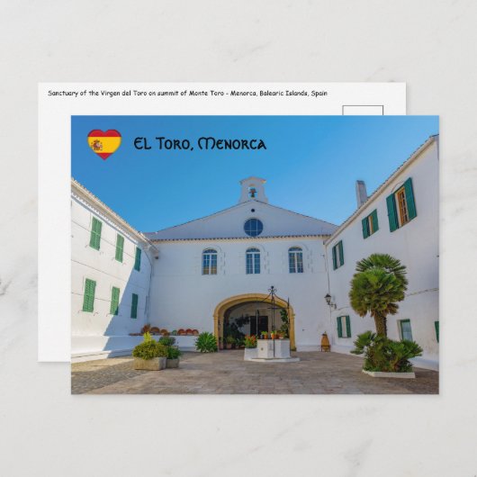 Carte Postale Entrée du monastère Monte Toro - Menorca, Espagne (Devant / Derrière)