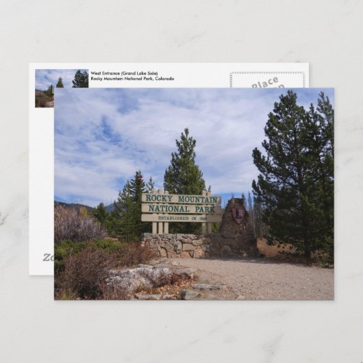 Carte Postale Entrée ouest Parc national des Rocheuses (Devant / Derrière)