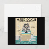 Carte Postale Entreprise de lessive pour chat Maine Coon 2 (Devant / Derrière)