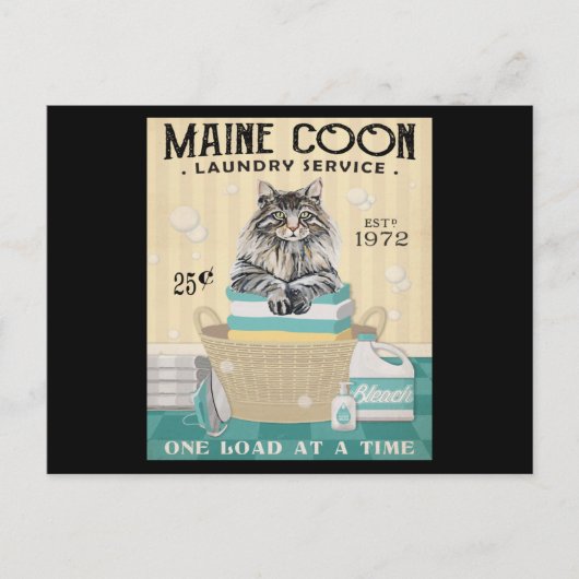 Carte Postale Entreprise de lessive pour chat Maine Coon 2 (Devant)