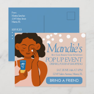 Carte Postale Entreprise d'esthétique Salon Pop Up Event Bleu
