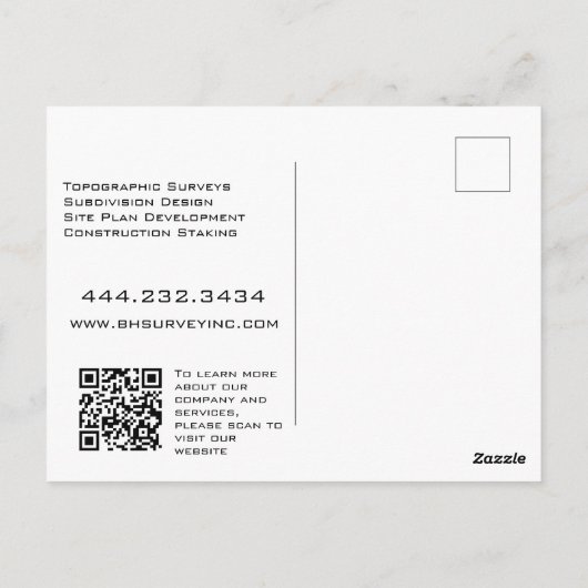 Carte Postale Entreprise moderne Land Surveyor QR Code (Dos)