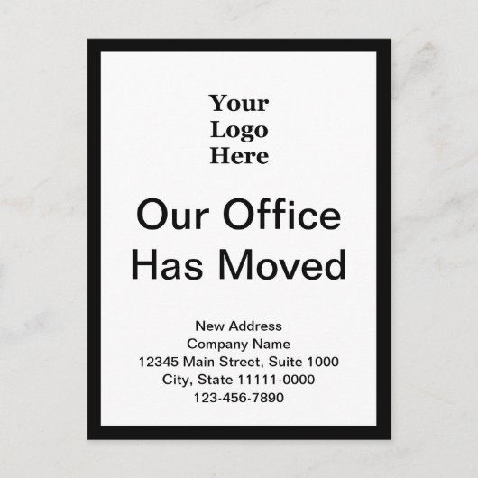 Carte Postale Entreprise Noir et blanc Changement d'adresse (Devant)