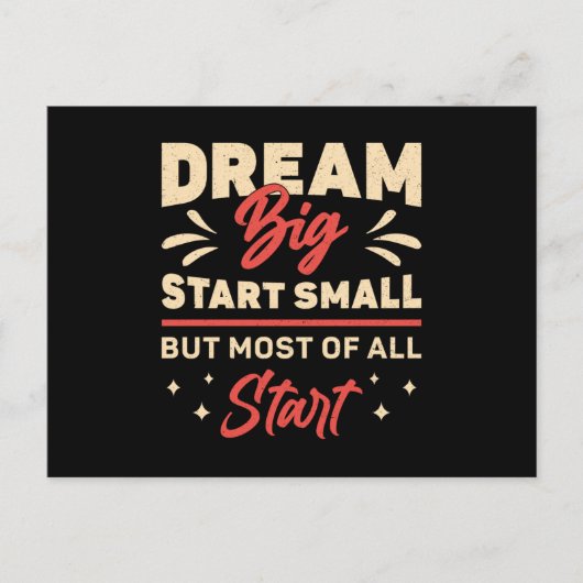 Carte Postale Entreprise Propriétaire Dream Big Start Small CEO (Devant)