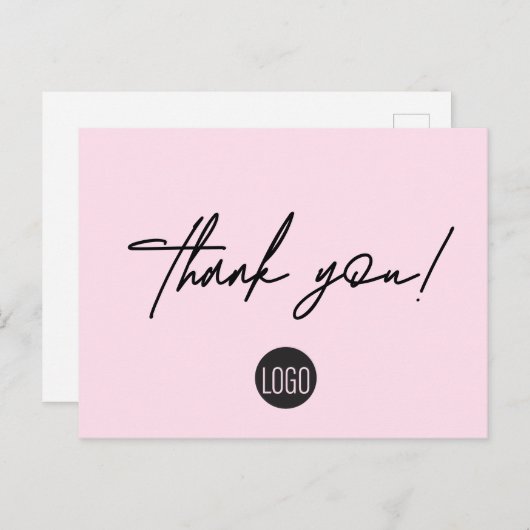 Carte Postale Entreprise Rose Remerciement de la Clientèle Lettr (Devant / Derrière)