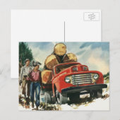 Carte Postale Entreprise vintage, Camion d'exploitation forestiè (Devant / Derrière)