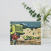 Carte Postale Entreprise vintage, chantier de construction avec (Debout devant)