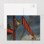 Carte Postale Entreprise Vintage, Ouvriers sur une construction  (Devant / Derrière)