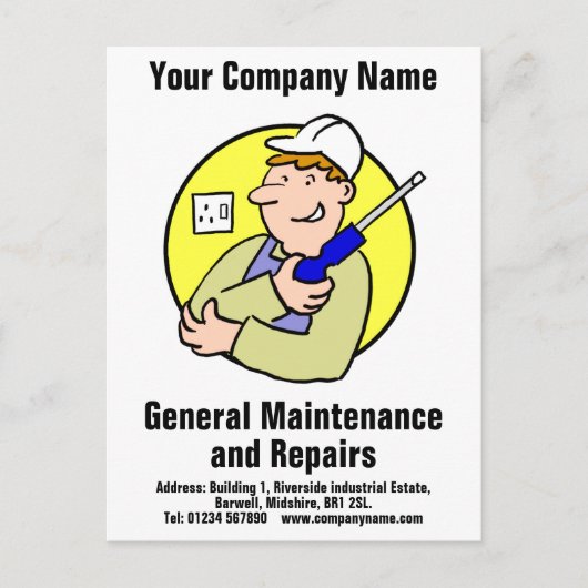 Carte postale Entretien général et réparations (Devant)