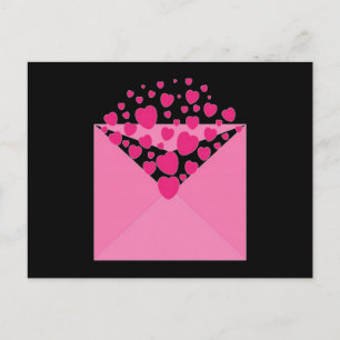 Carte Postale Enveloppe Coeur d'amour rose