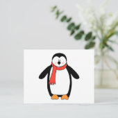 Carte Postale Enveloppé de pingouin dans l'écharpe rouge (Debout devant)