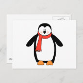 Carte Postale Enveloppé de pingouin dans l'écharpe rouge (Devant / Derrière)
