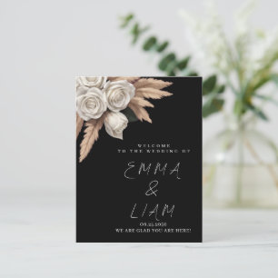 Carte Postale Enveloppe RSVP Fleur de Rose Botanique Noire et Pa