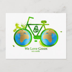 Carte Postale Environmental eco-friendly green bike post cards