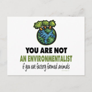 Carte Postale environnementaliste = végétalien, végétarien