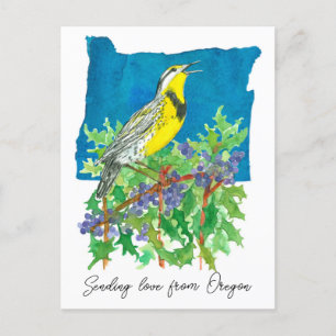 Carte Postale Envoi d'amour Oregon Meadowlark Plante de raisins