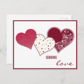 Carte Postale Envoi d'amour, Valentine (Devant / Derrière)