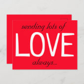 Carte Postale envoi de beaucoup d'amour mignon rouge (Devant / Derrière)