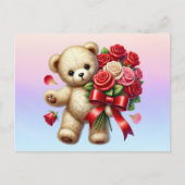 Carte Postale Envoi de fleurs d'ours en peluche (Devant)