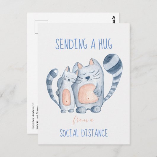 Carte Postale Envoi d'un câlin (Devant / Derrière)