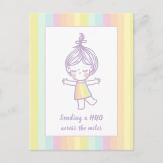Carte Postale Envoi d'un Hug Cute Pastel Rainbow Girl