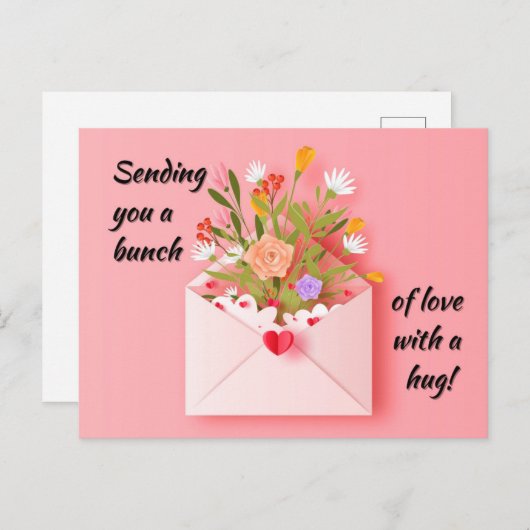 Carte Postale Envoie un peu d'amour et un câlin ! (Devant / Derrière)