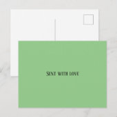 Carte postale envoyée avec amour ment vert, carte (Devant / Derrière)