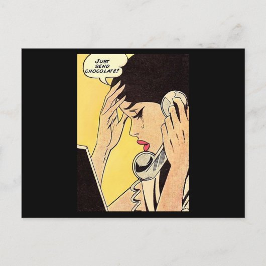 Carte Postale Envoyer juste Chocolat Vintage BD art (Devant)