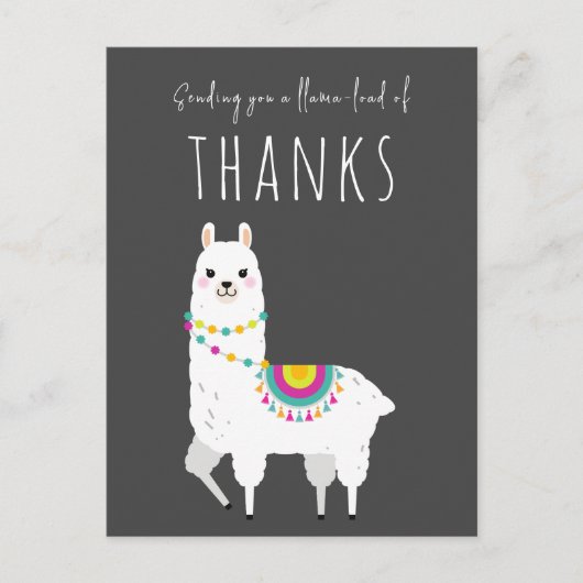 Carte Postale Envoyer Llama-load de Merci Cute Llama Merci (Devant)