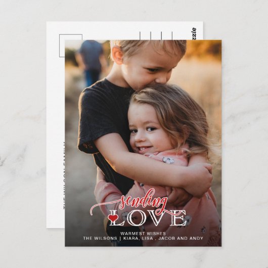 Carte Postale Envoyer Love Script mignonne Photo Valentines Day (Devant / Derrière)