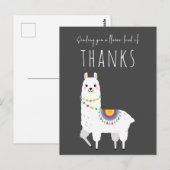 Carte Postale Envoyer une charge de Remerciements Lama Mignon La (Devant / Derrière)