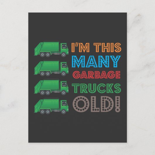 Carte Postale Épandeur de Poubelle 4 Ans Camion 4ème Anniversair (Devant)