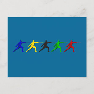 Carte Postale Epee Fenceset Mens Athlète Femme Sports
