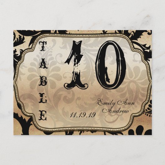 Carte Postale Éperons Damas Noir et Or Numéro de tableau (Devant)