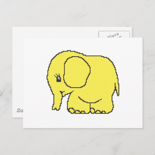Carte Postale Ephant jaune à point croisé drôle (Devant / Derrière)