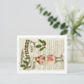 Carte Postale Ephemera 1907 Noël Carol Script Holly Berry (Debout devant)