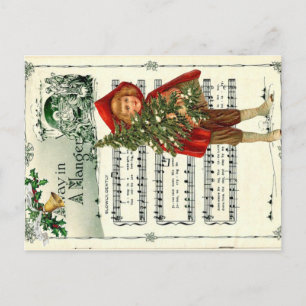 Carte Postale Ephemera Away in the Manger Christmas Carol Decoup
