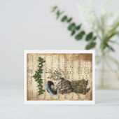 Carte Postale Ephemera Deck the Hall Christmas Carol Script (Debout devant)