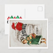 Carte Postale Ephémère de Noël Ad mignonne fille Red Chrysanthem (Devant / Derrière)