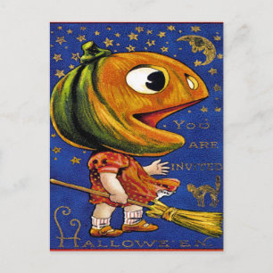 Carte Postale Ephémère d'Halloween vintage