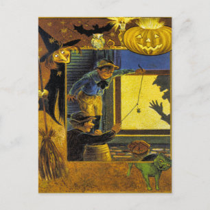 Carte Postale Ephémère d'Halloween vintage