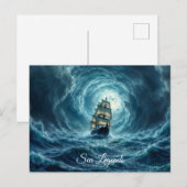 Carte Postale Epic bateau de tempête sur la lune des vagues aven (Devant / Derrière)