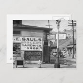 Carte Postale Épicerie et sandwich, 1934 (Devant / Derrière)