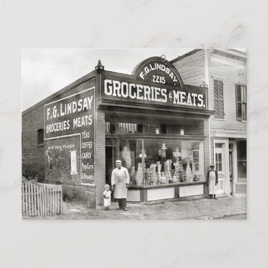 Carte Postale Épicerie & Marché de Viande, 1916 (Devant)