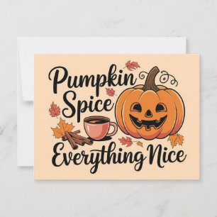 Carte Postale "Épices Citrouilles & Tout Nice" Graphique d'autom